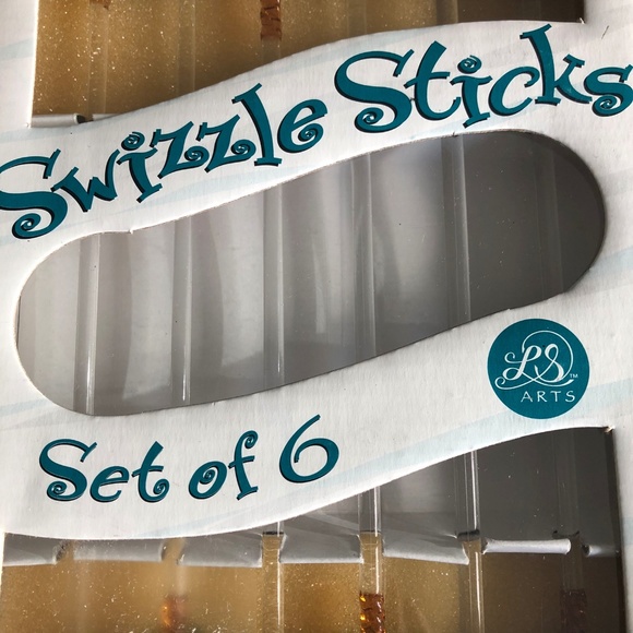 NWB Vintage Palm Tree Swizzle Sticks The Venezia Art Class Collection Set Of 6 - Picture 4 of 6